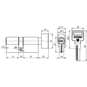 Цилиндровый механизм с вертушкой R602/68 mm (26+10+32) CP хром 5 кл.