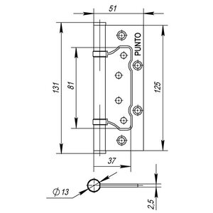 Петля универсальная без врезки IN5200W PN (200-2B 125x2,5) мат. никель