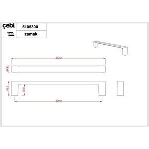 Дверная ручка скоба CEBI A5105 300 мм MP27 (черный матовый никель) серия LETA