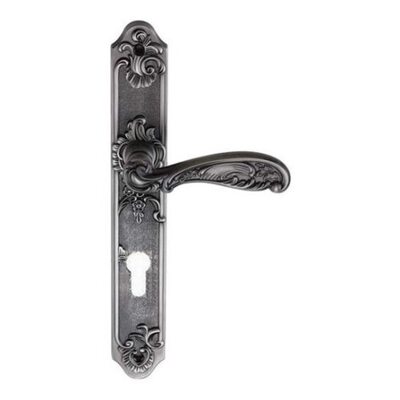 Ручки дверные на длинной планке GENESIS FLOR BL. SILVER (CL), Цвет Серебро черненое