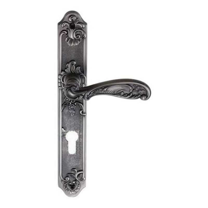 Ручки дверные на длинной планке GENESIS FLOR BL. SILVER (CL), Цвет Серебро черненое