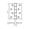 Петля стальная 100*75*2,5, 4 кольца, плоский колпачок, цвет кофе, IN100-4S FH CF