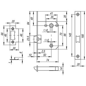 Защелка врезная PLASTP72-50 (P72-50) SN мат.никель Защелка врезная PLASTP72-50 (P72-50) SN мат.никель